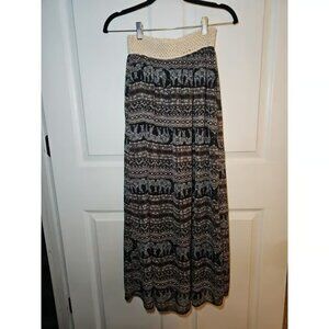 Rue 21 Long Maxi Skirt Elephants Bohemian Yoga Thai Small
